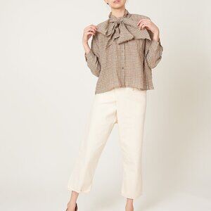 Caron Callahan, Daisy Top, Brown/Tan Plaid, XS
